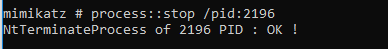 process::stop terminating a process