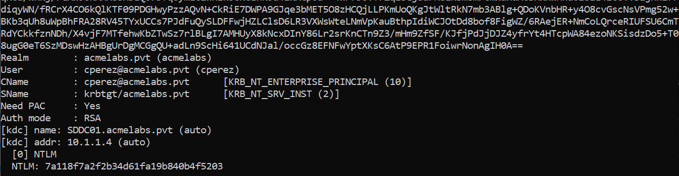 tgt::pac Credential Output