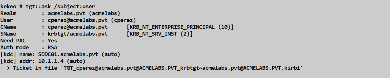 Kekeo TGT Request with Certificate
