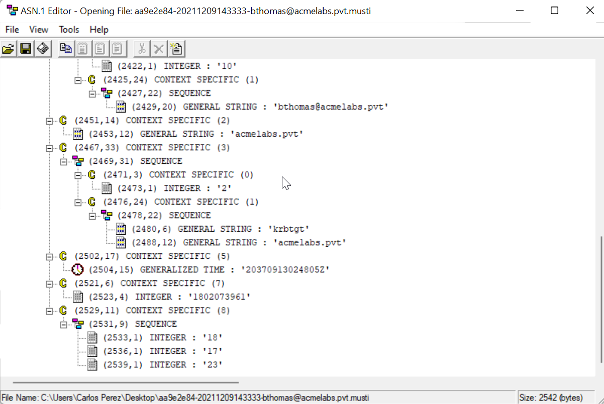 ASN.1 Structure of Musti File