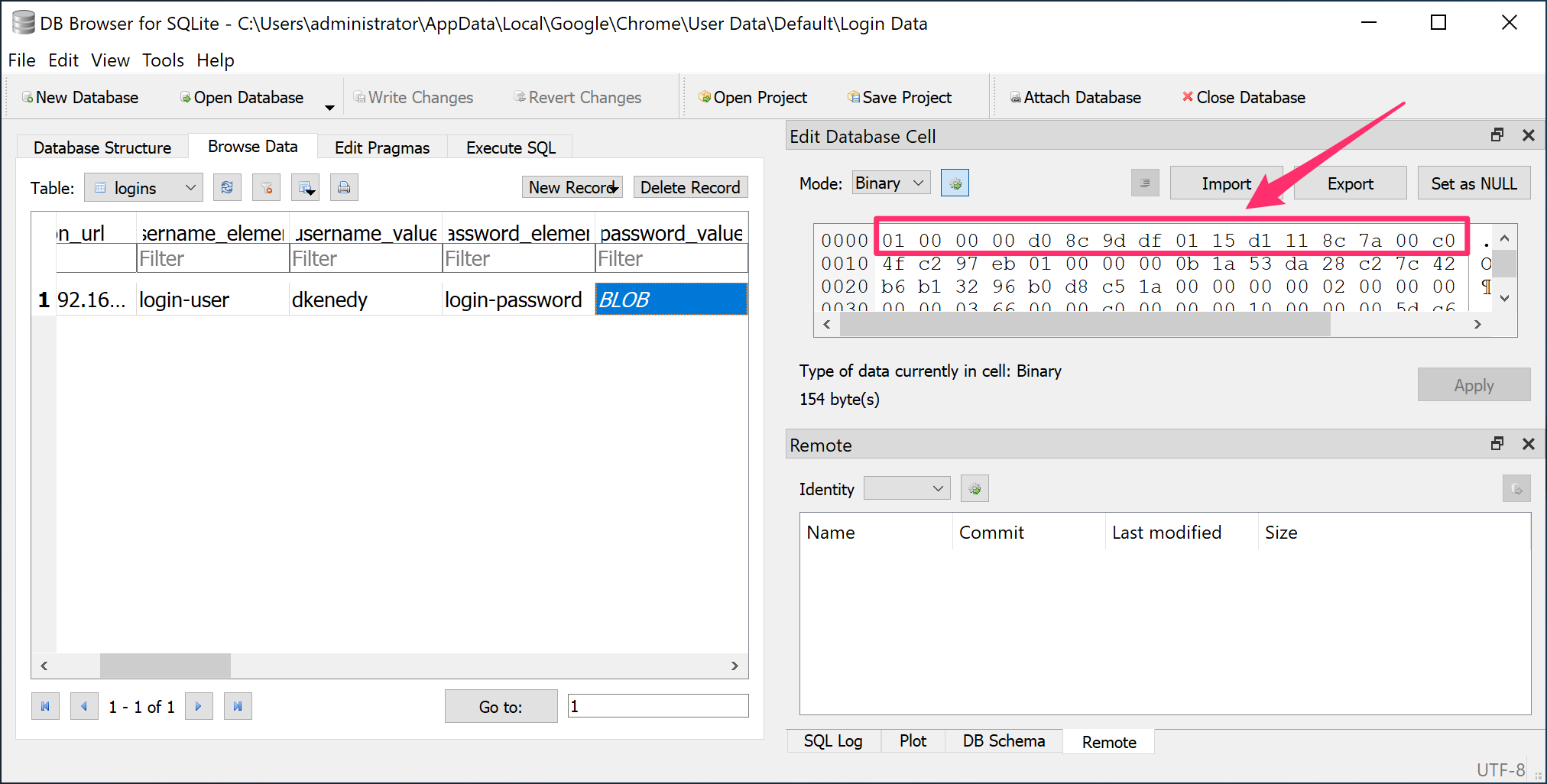 Chrome Login Data Structure