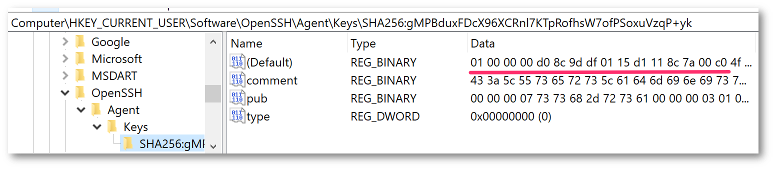 SSH Keys in Registry
